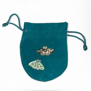Colorful Moth Charms with Gold Embellishments Set of 2